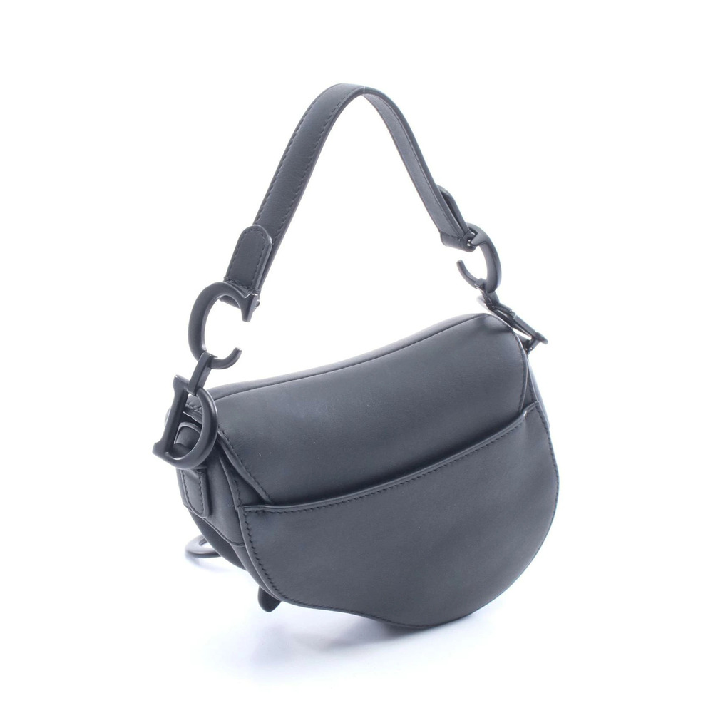 Dior Leather Bag SADDLE Black  Handbag Christian Black